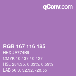 Farbcode: RGB 167 116 185 | qconv.com