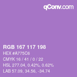 カラーコード: RGB 167 117 198 | qconv.com
