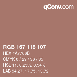 Código de color: RGB 167 118 107 | qconv.com