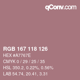 カラーコード: RGB 167 118 126 | qconv.com