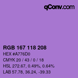 Color code: RGB 167 118 208 | qconv.com