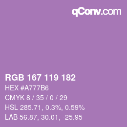颜色代码: RGB 167 119 182 | qconv.com