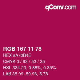 Color code: RGB 167 11 78 | qconv.com