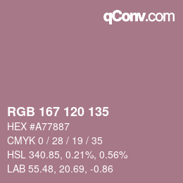 カラーコード: RGB 167 120 135 | qconv.com
