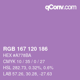 Color code: RGB 167 120 186 | qconv.com