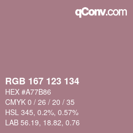 颜色代码: RGB 167 123 134 | qconv.com