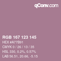Código de color: RGB 167 123 145 | qconv.com