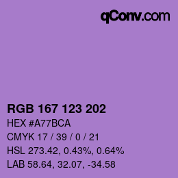 Color code: RGB 167 123 202 | qconv.com
