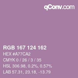 Farbcode: RGB 167 124 162 | qconv.com