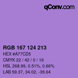 Color code: RGB 167 124 213 | qconv.com