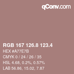 カラーコード: RGB 167 126.8 123.4 | qconv.com