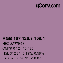 カラーコード: RGB 167 126.8 158.4 | qconv.com