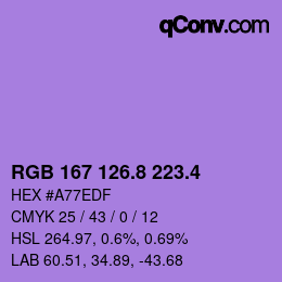 カラーコード: RGB 167 126.8 223.4 | qconv.com