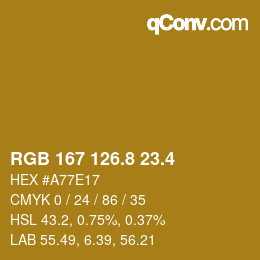カラーコード: RGB 167 126.8 23.4 | qconv.com