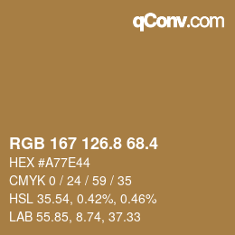 カラーコード: RGB 167 126.8 68.4 | qconv.com