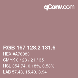 カラーコード: RGB 167 128.2 131.6 | qconv.com