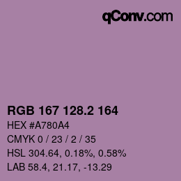 カラーコード: RGB 167 128.2 164 | qconv.com