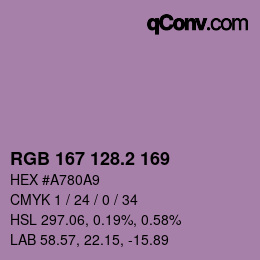 カラーコード: RGB 167 128.2 169 | qconv.com