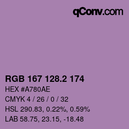 カラーコード: RGB 167 128.2 174 | qconv.com