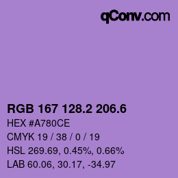 カラーコード: RGB 167 128.2 206.6 | qconv.com