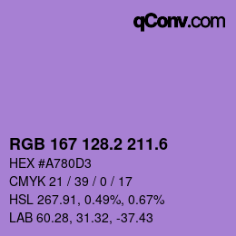 カラーコード: RGB 167 128.2 211.6 | qconv.com