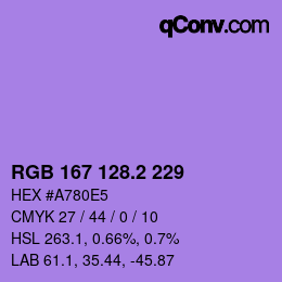 カラーコード: RGB 167 128.2 229 | qconv.com