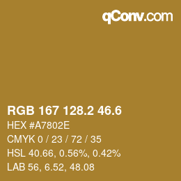 カラーコード: RGB 167 128.2 46.6 | qconv.com