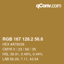 カラーコード: RGB 167 128.2 56.6 | qconv.com