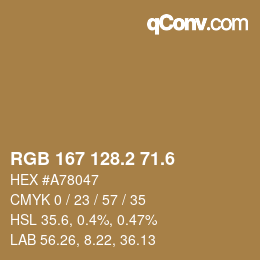 カラーコード: RGB 167 128.2 71.6 | qconv.com