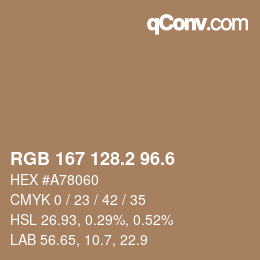 カラーコード: RGB 167 128.2 96.6 | qconv.com