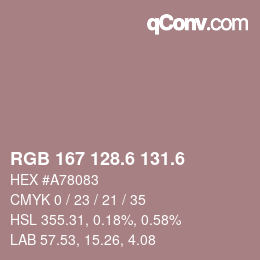カラーコード: RGB 167 128.6 131.6 | qconv.com