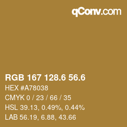 カラーコード: RGB 167 128.6 56.6 | qconv.com
