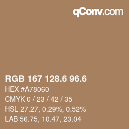 カラーコード: RGB 167 128.6 96.6 | qconv.com