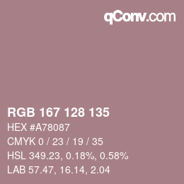 Color code: RGB 167 128 135 | qconv.com
