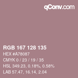 Color code: RGB 167 128 135 | qconv.com