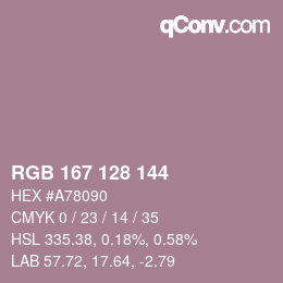 カラーコード: RGB 167 128 144 | qconv.com