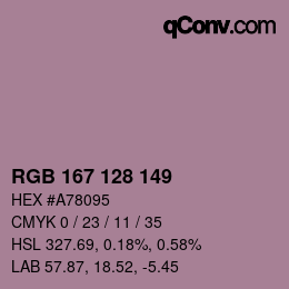 Color code: RGB 167 128 149 | qconv.com