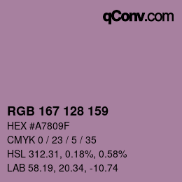 Color code: RGB 167 128 159 | qconv.com