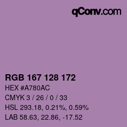 颜色代码: RGB 167 128 172 | qconv.com
