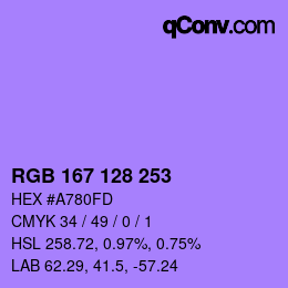 カラーコード: RGB 167 128 253 | qconv.com