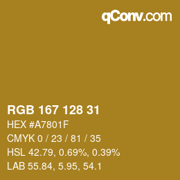 カラーコード: RGB 167 128 31 | qconv.com