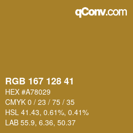 Color code: RGB 167 128 41 | qconv.com