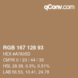 カラーコード: RGB 167 128 93 | qconv.com