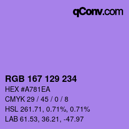 Color code: RGB 167 129 234 | qconv.com