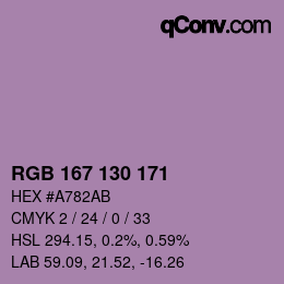Farbcode: RGB 167 130 171 | qconv.com
