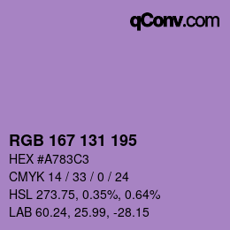 Color code: RGB 167 131 195 | qconv.com