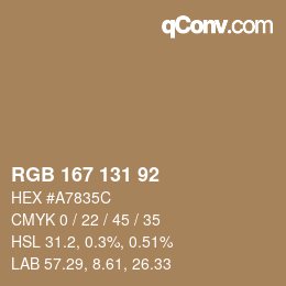 カラーコード: RGB 167 131 92 | qconv.com