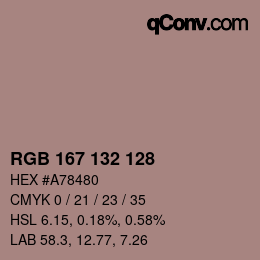 Code couleur: RGB 167 132 128 | qconv.com