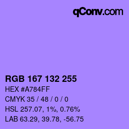 Código de color: RGB 167 132 255 | qconv.com