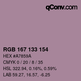 颜色代码: RGB 167 133 154 | qconv.com